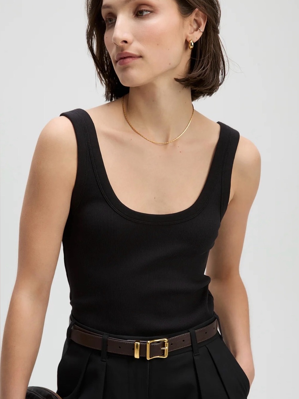 Soldout.nyc Scoop it up Black Ribbed Tank Top